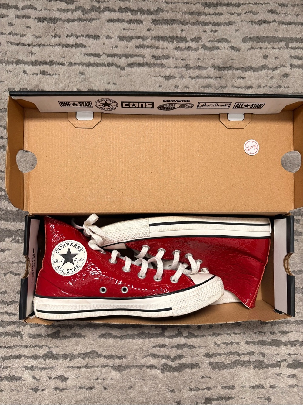Converse Red Patent High Top Sneakers